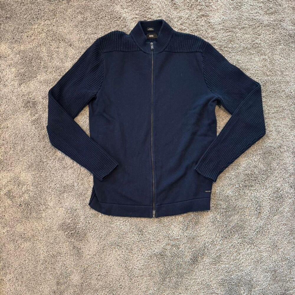 Hugo-boss Men's Navy and Blue Cardigan